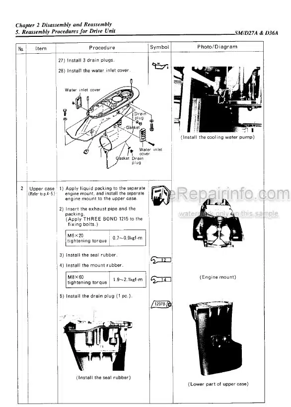 Photo 11 - Yanmar D27A D36A Service Manual Diesel Outboard Engine