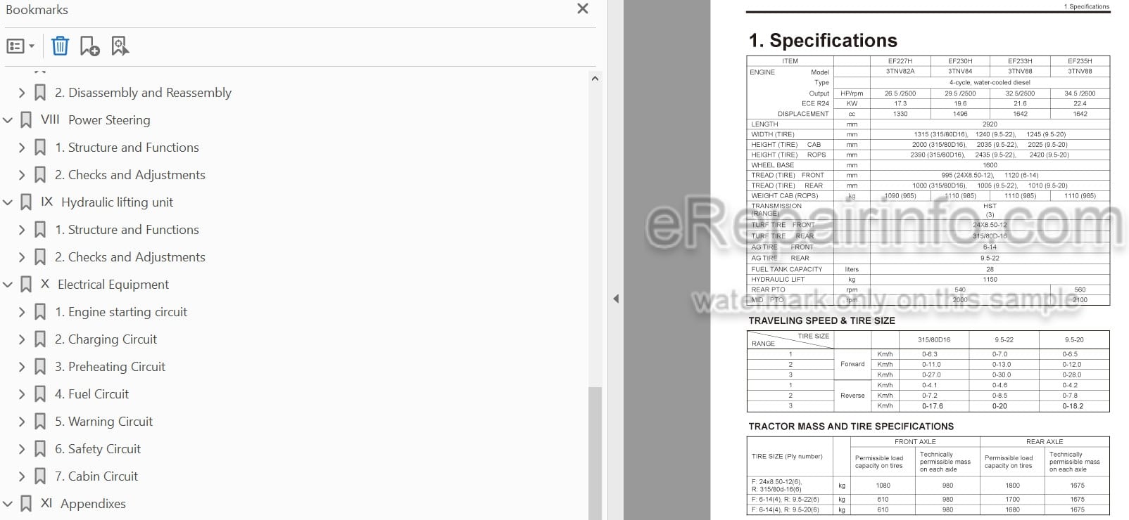 Photo 3 - Yanmar EF227H EF230H EF233H EF235H Technical Manual Tractor