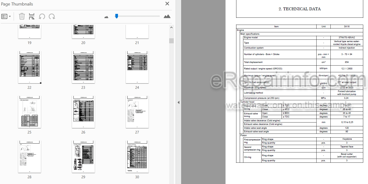 Photo 4 - Yanmar Kobelco SK16 Shop Manual Excavator