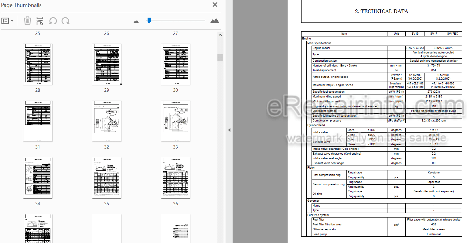 Photo 5 - Yanmar SV15 SV17 SV17EX Service Manual Excavator