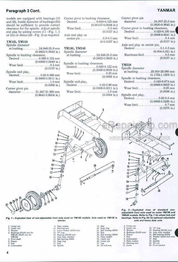 Photo 4 - Yanmar YM135 YM13D YM155 YM155D YM195 YM195D YM240 YM240D YM330 YM330D Shop Manual Tractor