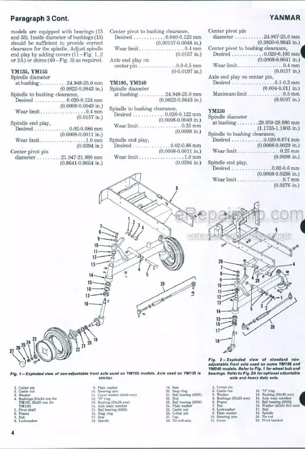 Photo 4 - Yanmar YM135 YM13D YM155 YM155D YM195 YM195D YM240 YM240D YM330 YM330D Shop Manual Tractor