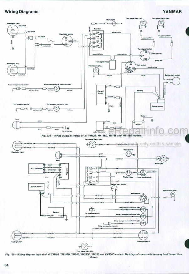 Photo 5 - Yanmar YM135 YM13D YM155 YM155D YM195 YM195D YM240 YM240D YM330 YM330D Shop Manual Tractor
