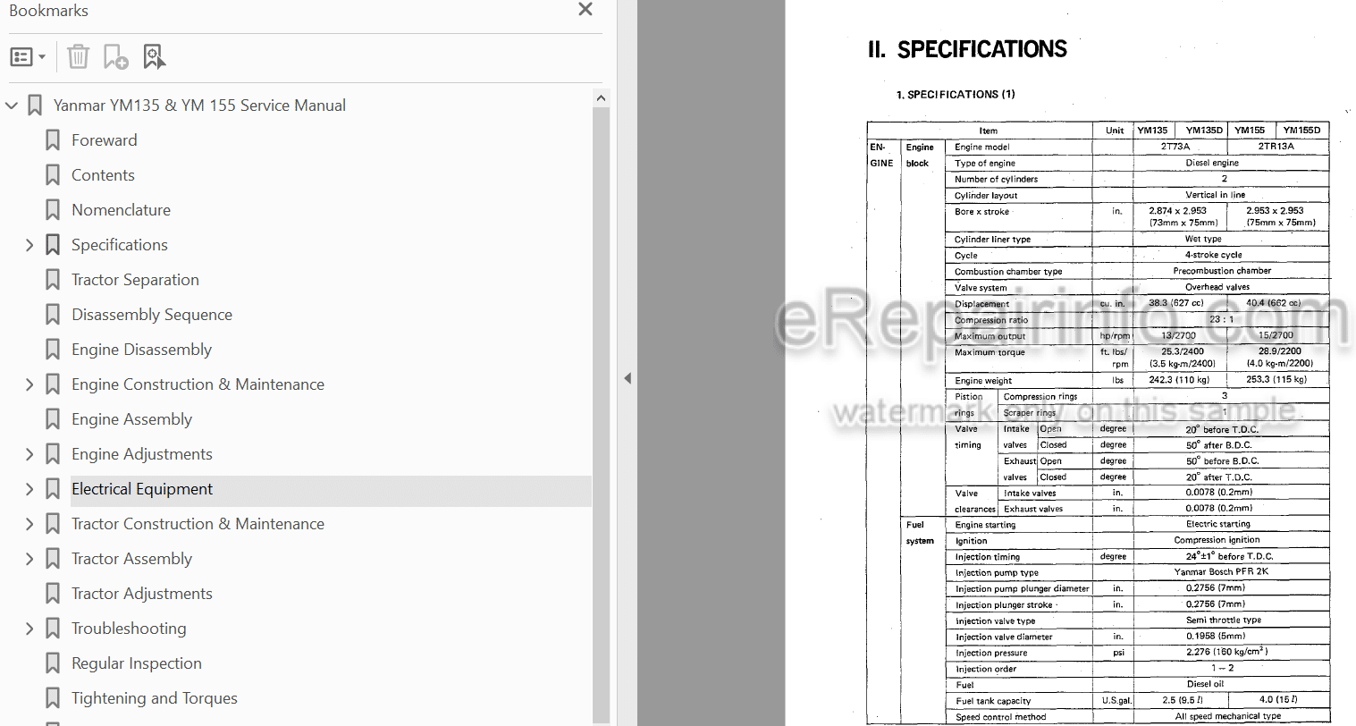 Photo 4 - Yanmar YM135 YM135D YM155 YM155D Service Manual Diesel Tractor