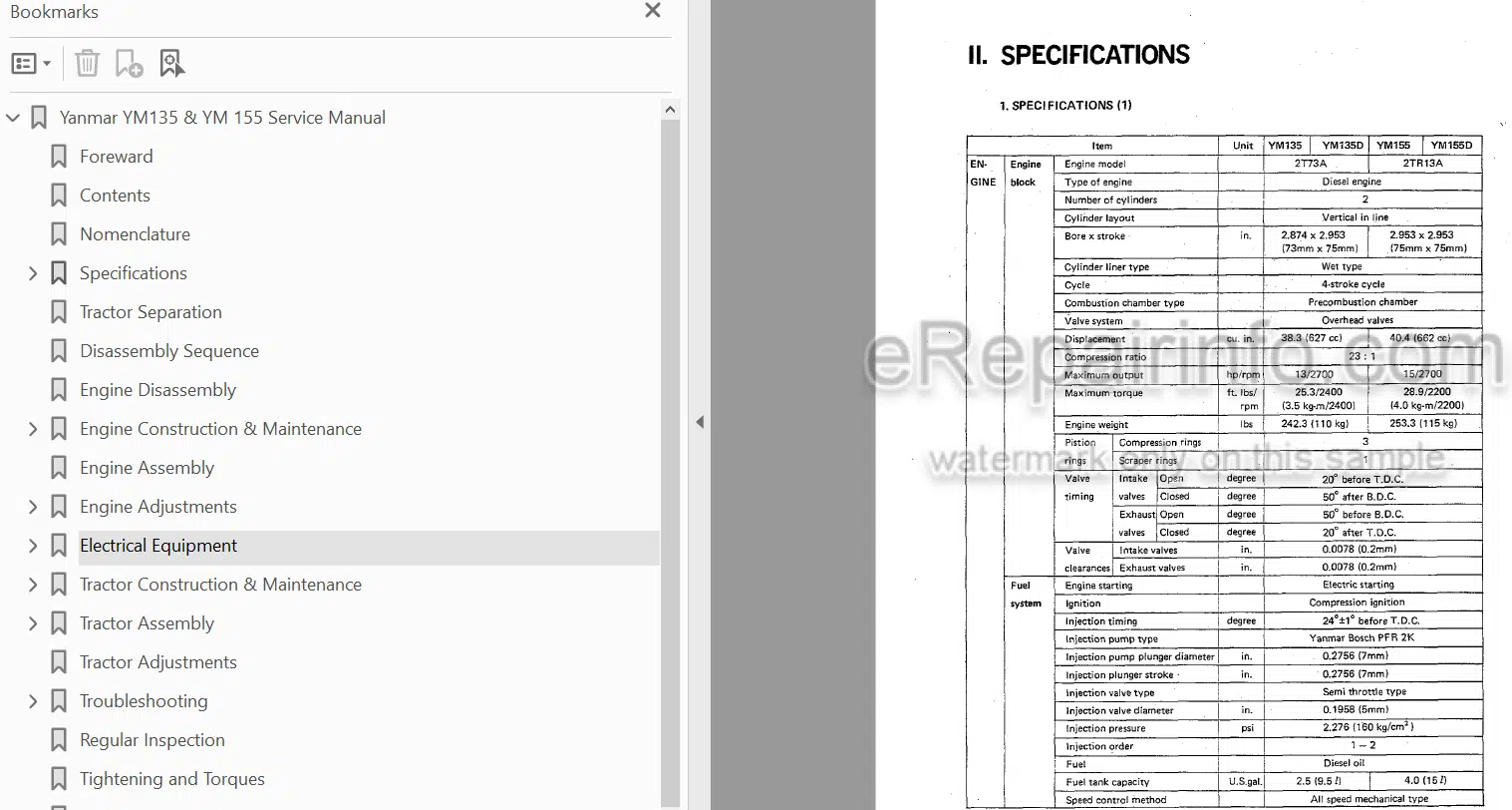 Photo 4 - Yanmar YM135 YM135D YM155 YM155D Service Manual Diesel Tractor