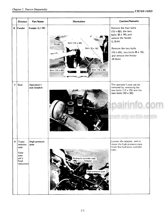 Photo 5 - Yanmar YM169 YM169D Service Manual Diesel Tractor