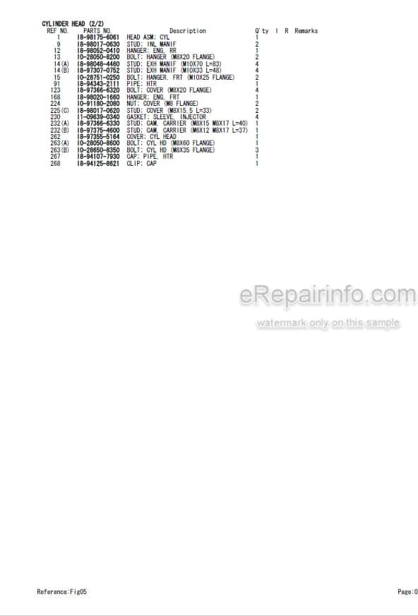 Photo 4 - Isuzu 4JJ1TYSB03 Parts Catalog Engine For Takeuchi TB290 Hydraulic Excavator