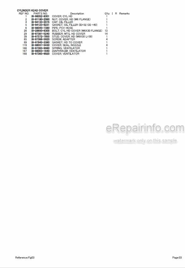 Photo 4 - Isuzu 4JJ1XYSB02 Parts Catalog Engine