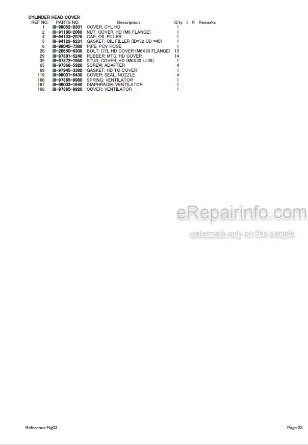 Photo 4 - Isuzu 4JJ1XYSB02 Parts Catalog Engine