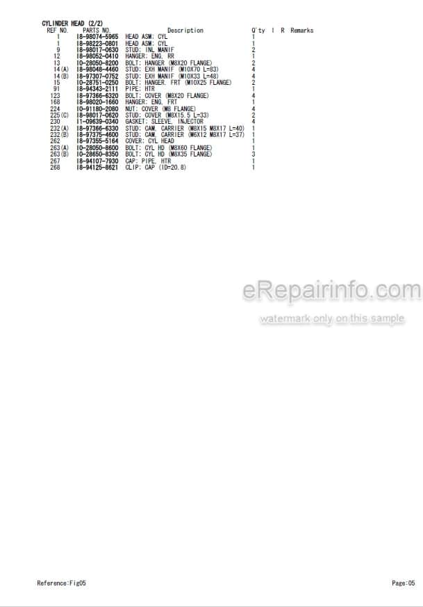 Photo 4 - Isuzu 4JJ1XZSB01 Parts Catalog Engine