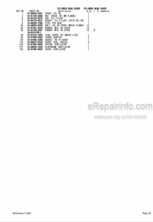 Photo 4 - Isuzu 4JJ1XZSB02 Parts Catalog Engine For Takeuchi TB295W Hydraulic Excavator