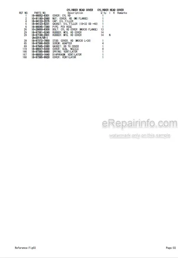 Photo 4 - Isuzu 4JJ1XZSB02 Parts Catalog Engine For Takeuchi TB295W Hydraulic Excavator