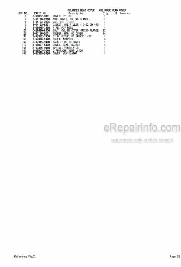 Photo 4 - Isuzu 4JJ1XZSB03 Parts Catalog Engine