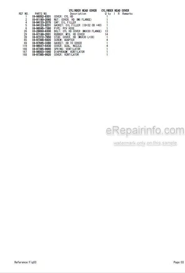 Photo 4 - Isuzu 4JJ1XZSB03 Parts Catalog Engine