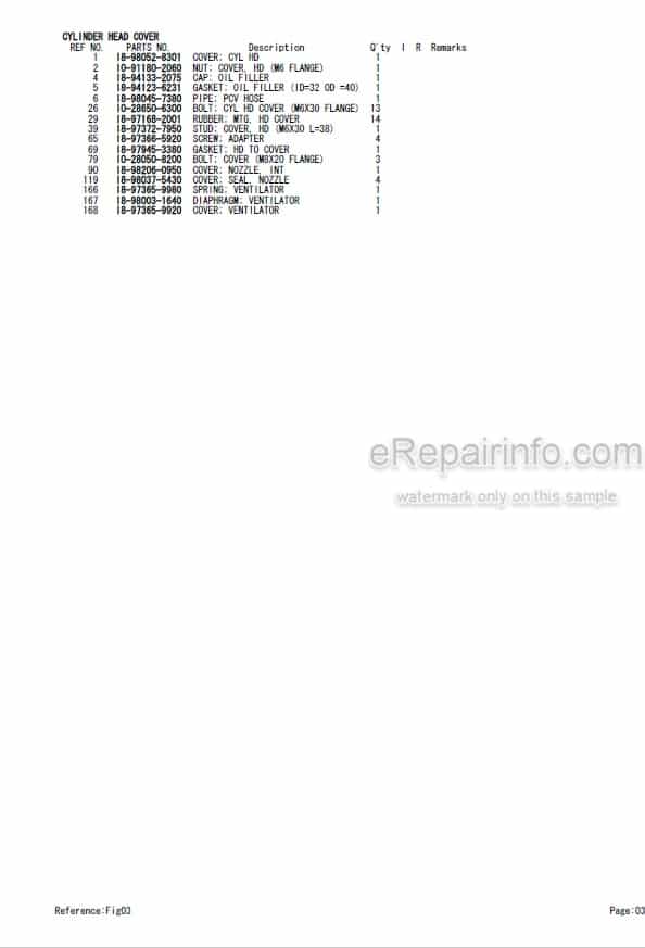 Photo 4 - Isuzu 4JJTASB01 Parts Catalog Engine