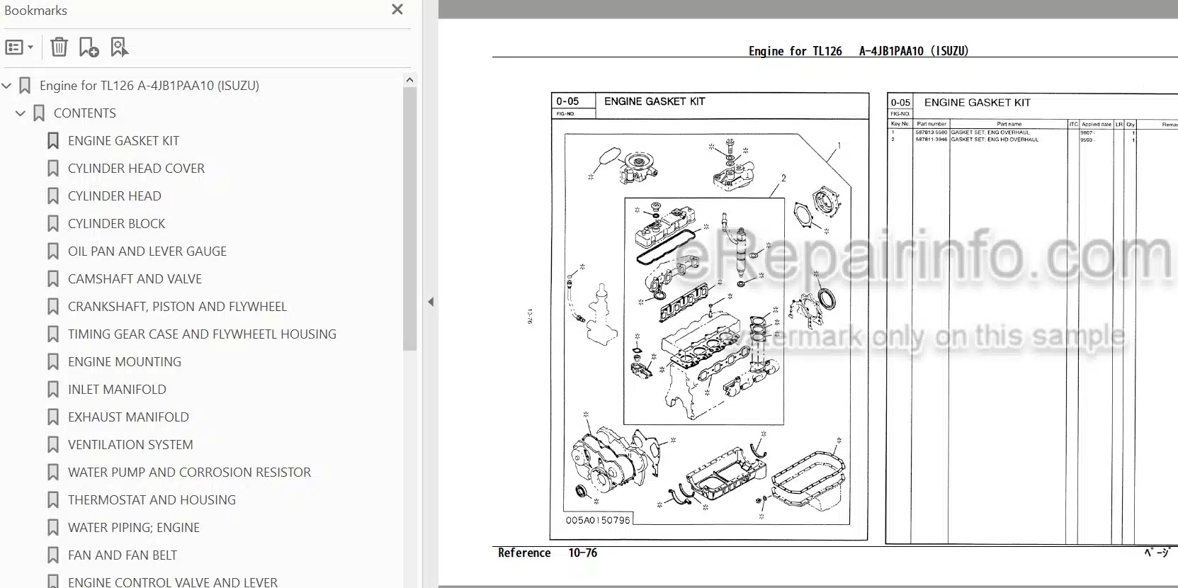 Photo 3 - Isuzu A-4JB1PAA10 Parts Catalog Engine For Takeuchi TL26 TL126 Crawler Loader