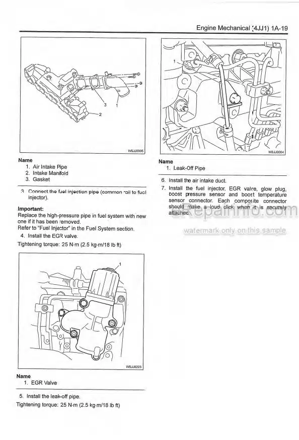 Photo 7 - Isuzu AI-4JJ1X AJ-4JJ1T BJ-4JJ1X BU-4JJ1T Workshop Manual Industrial Diesel Engine