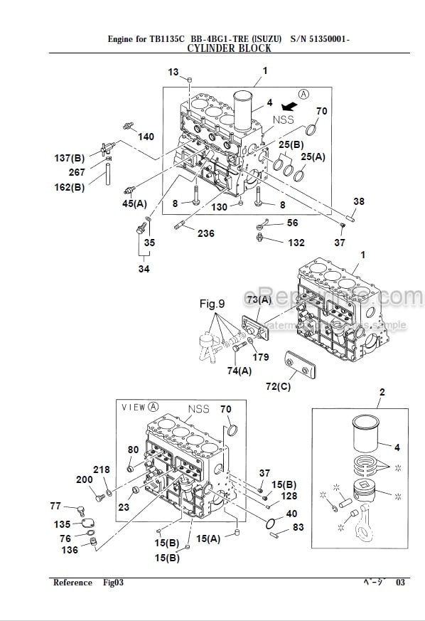 Photo 6 - Isuzu BB-4BG1-TRE Parts Catalog Engine For Takeuchi TB1135C Hydraulic Excavator