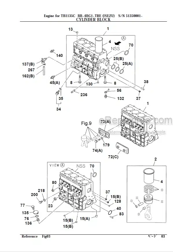 Photo 7 - Isuzu BB-4BG1-TRE Parts Catalog Engine For Takeuchi TB1135C Hydraulic Excavator