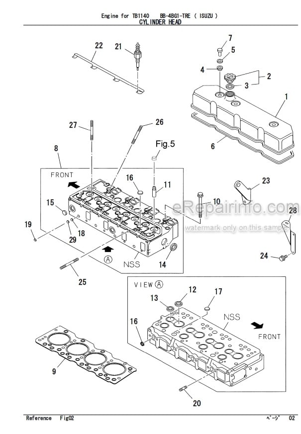 Photo 5 - Isuzu BB-4BG1-TRE Parts Catalog Engine For Takeuchi TB1140 Hydraulic Excavator