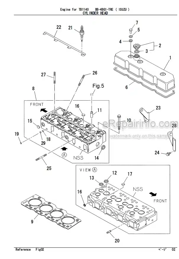 Photo 6 - Isuzu BB-4BG1-TRE Parts Catalog Engine For Takeuchi TB1140 Hydraulic Excavator