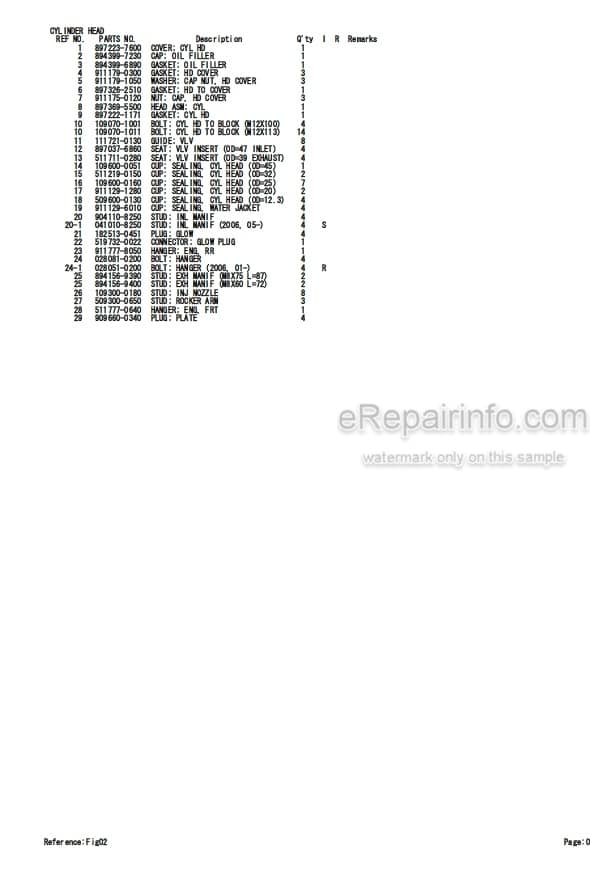 Photo 4 - Isuzu BB-4BG1-TRE Parts Catalog Engine For Takeuchi TB1140 Hydraulic Excavator