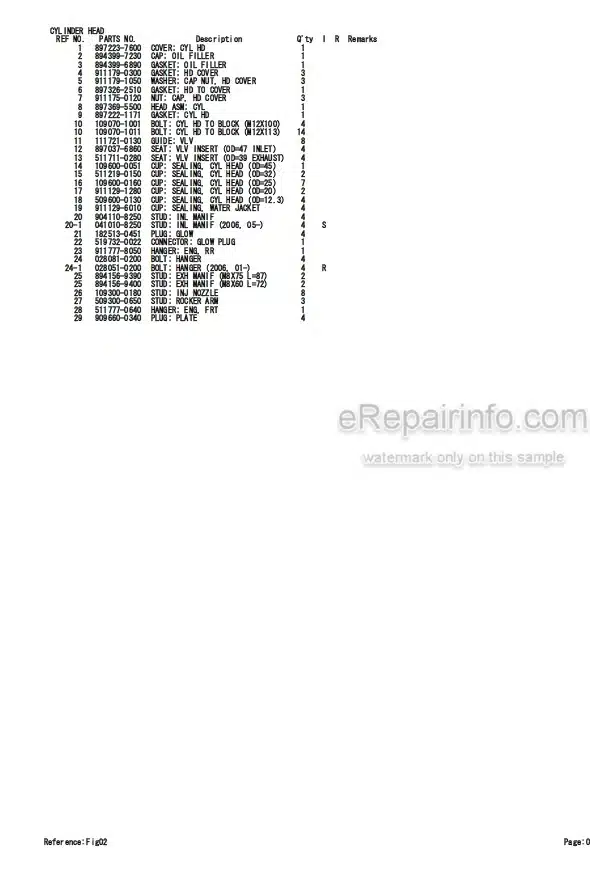 Photo 4 - Isuzu BB-4BG1-TRE Parts Catalog Engine For Takeuchi TB1140 Hydraulic Excavator