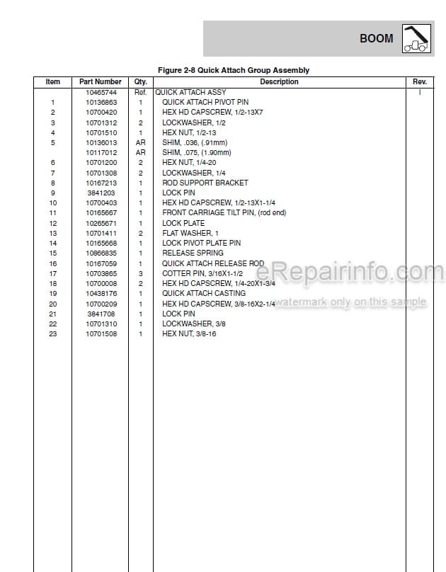 Photo 4 - JLG 1044C-54 Illustrated Parts Manual Telehandler SN 0160009654 And After Including 0160008714
