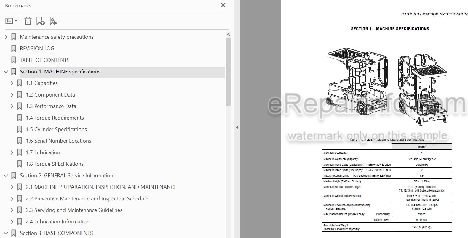 Photo 4 - JLG 10MSP Service And Maintenance Manual Vertical Lift