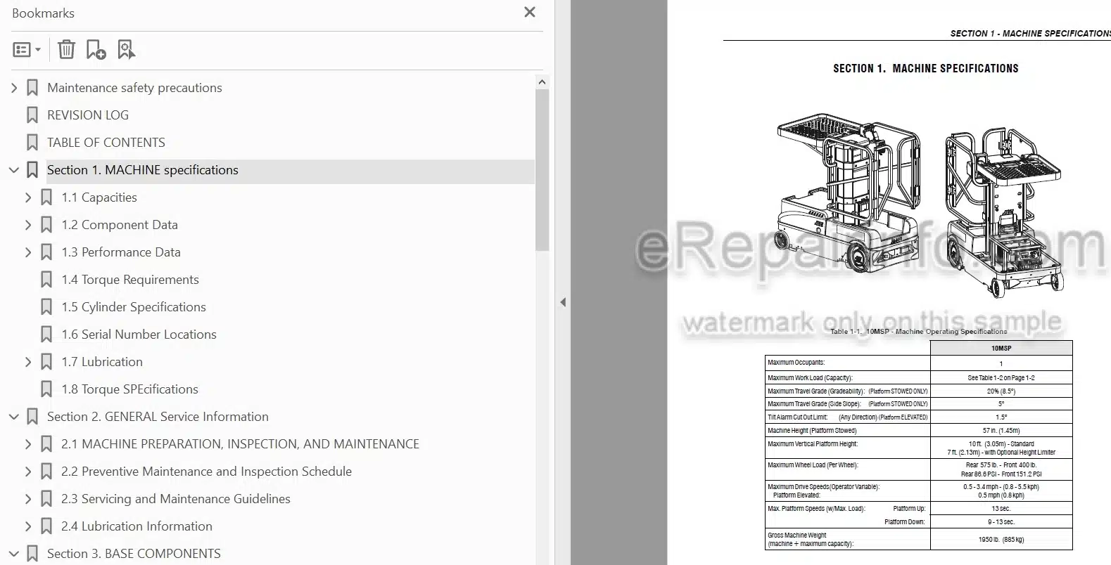 Photo 4 - JLG 10MSP Service And Maintenance Manual Vertical Lift