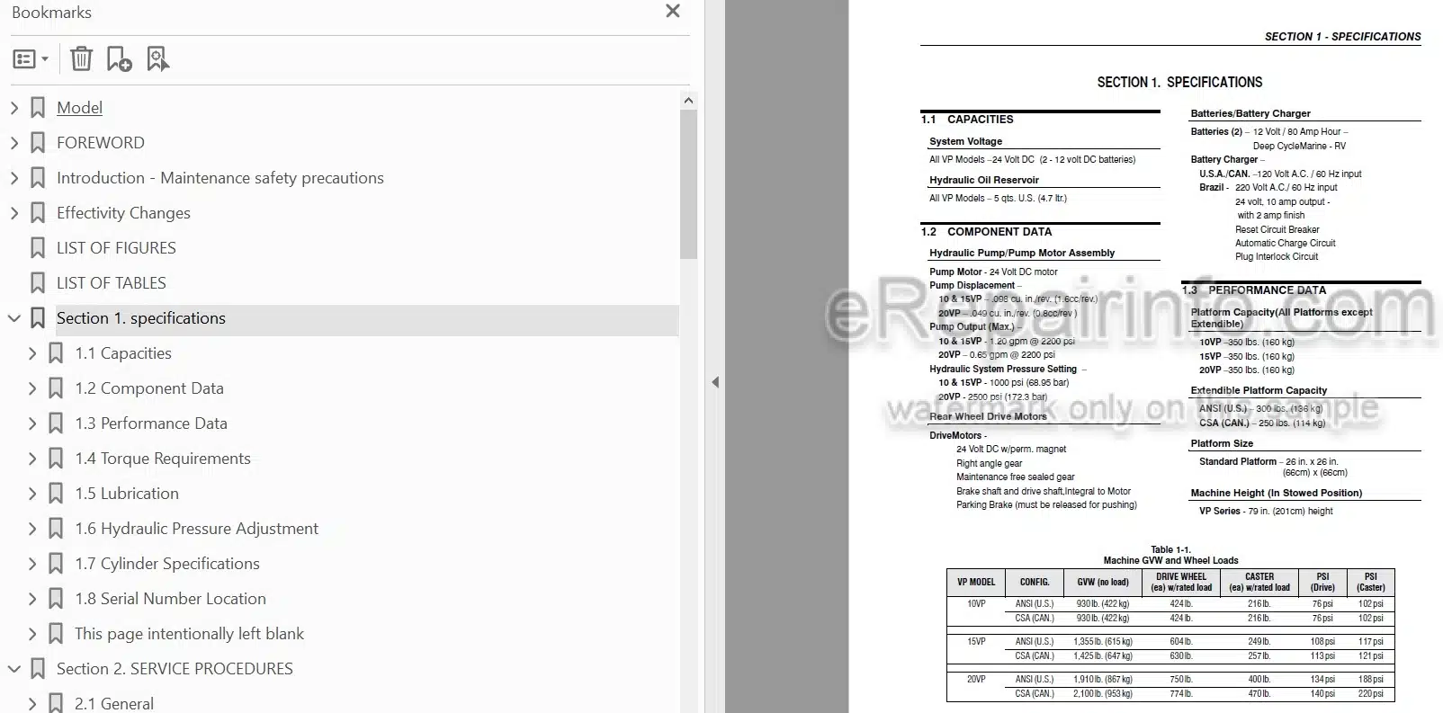 Photo 3 - JLG 10VP 15VP 20VP Service And Maintenance Manual Vertical Mast