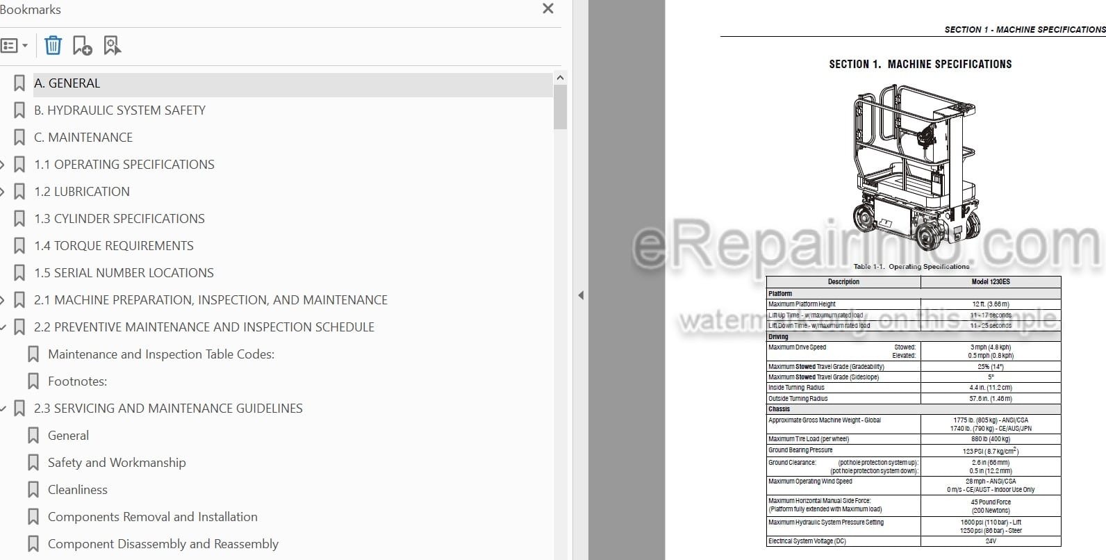 Photo 3 - JLG 1230ES Service And Maintenance Manual Scissor Lift