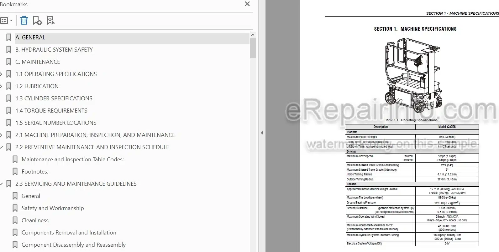 Photo 3 - JLG 1230ES Service And Maintenance Manual Scissor Lift