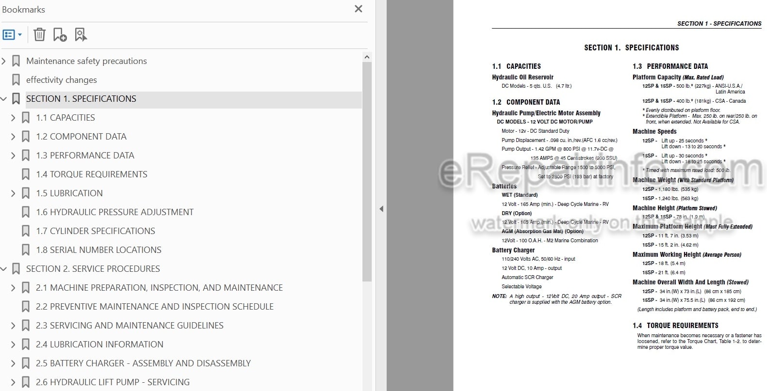 Photo 4 - JLG 12SP 15SP Service And Maintenance Manual Vertical Mast