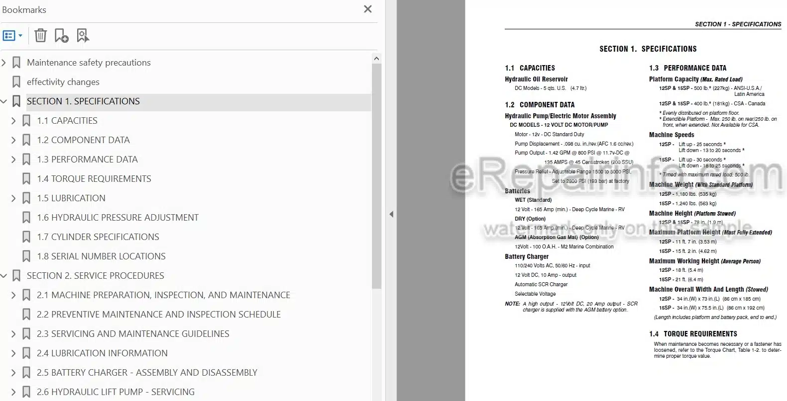 Photo 4 - JLG 12SP 15SP Service And Maintenance Manual Vertical Mast