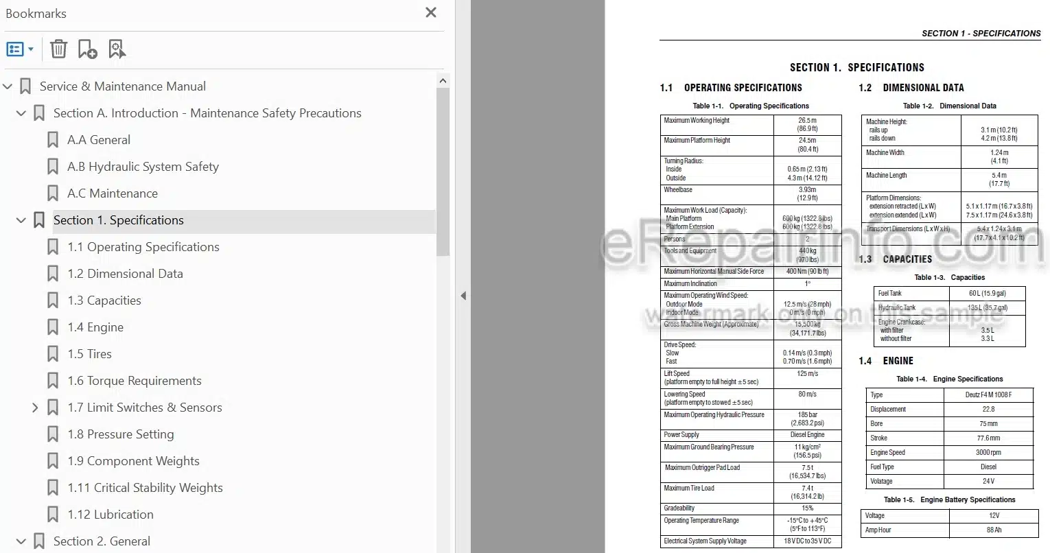 Photo 5 - JLG 245-12 Service And Maintenance Manual Scissors Lift