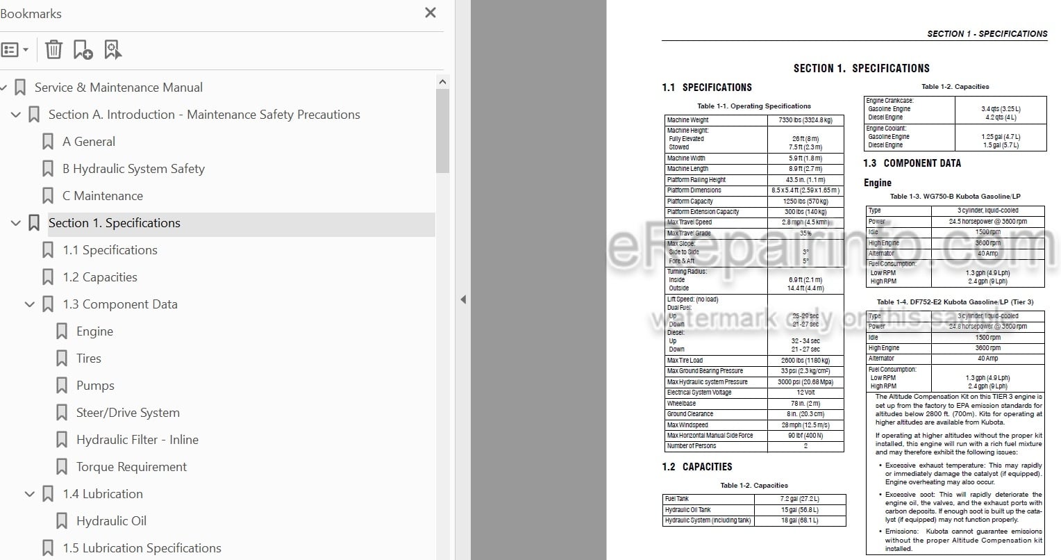 Photo 3 - JLG 260MRT Service And Maintenance Manual Scissor Lift
