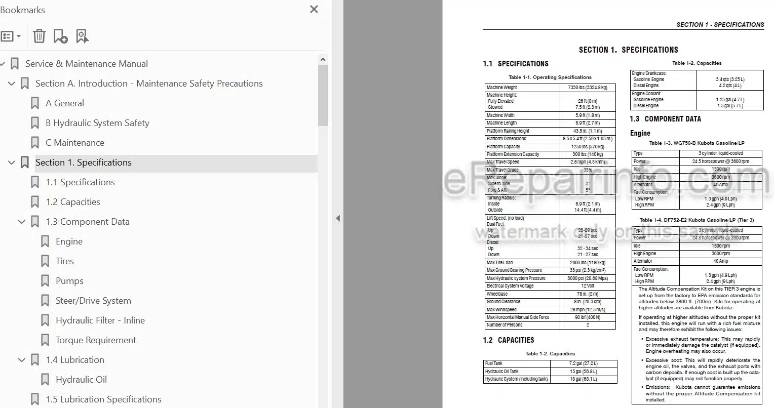 Photo 3 - JLG 260MRT Service And Maintenance Manual Scissor Lift