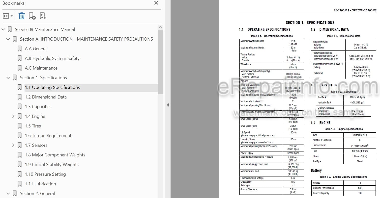 Photo 3 - JLG 320-30 Service And Maintenance Manual Scissors Lift