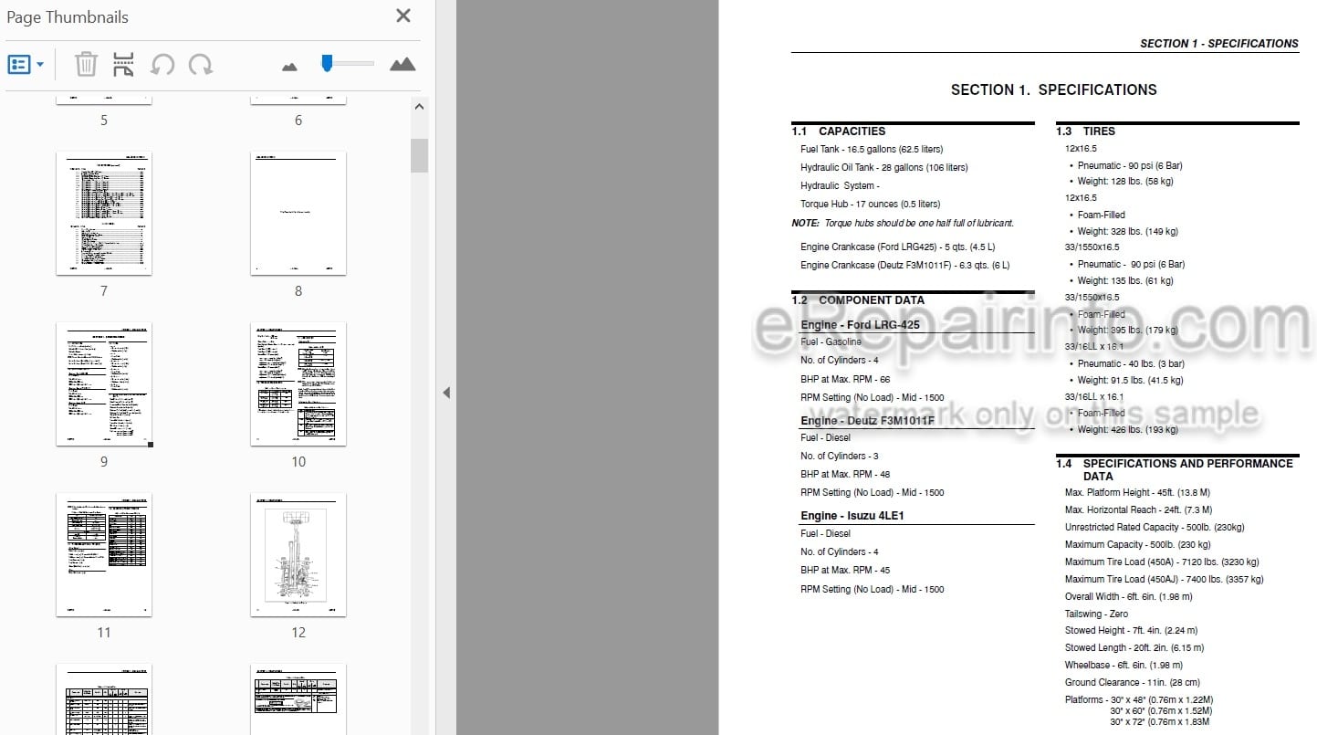 Photo 5 - JLG 450A 450AJ Service And Maintenance Manual Boom Lift