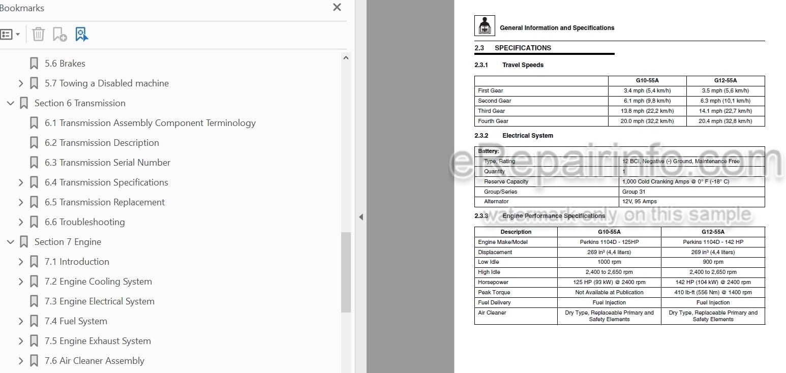 Photo 4 - JLG AccuPlace G10-55A G12-55A Service Manual Telescopic Forklift