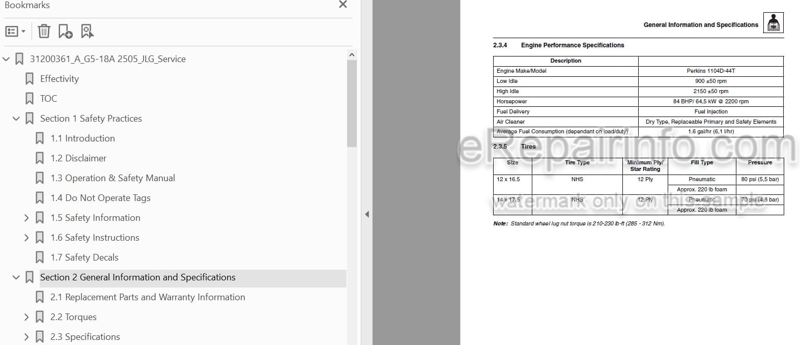 Photo 5 - JLG G5-18A 2505 Service Manual Telehandler