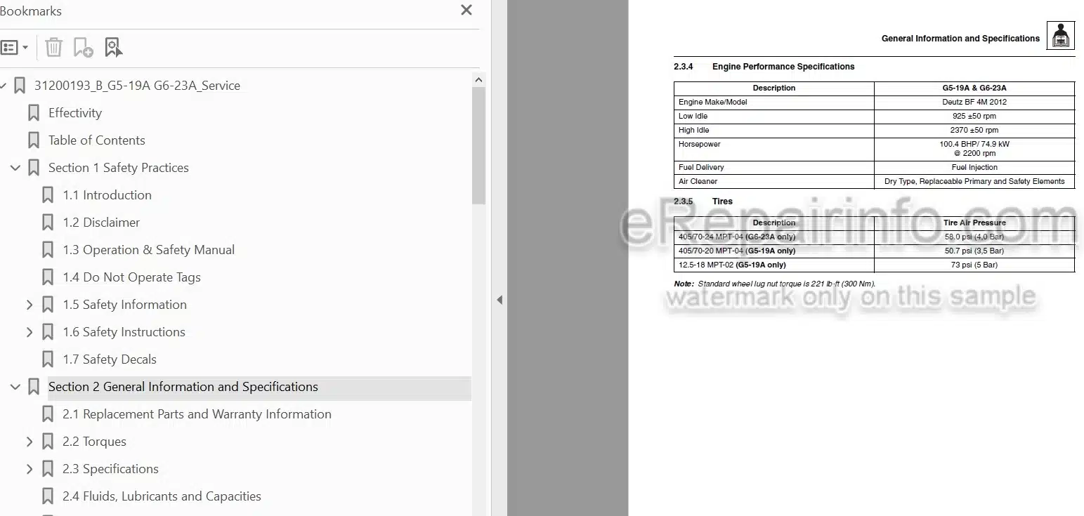 Photo 3 - JLG G5-19A G6-23A Service Manual Telescopic Forklift