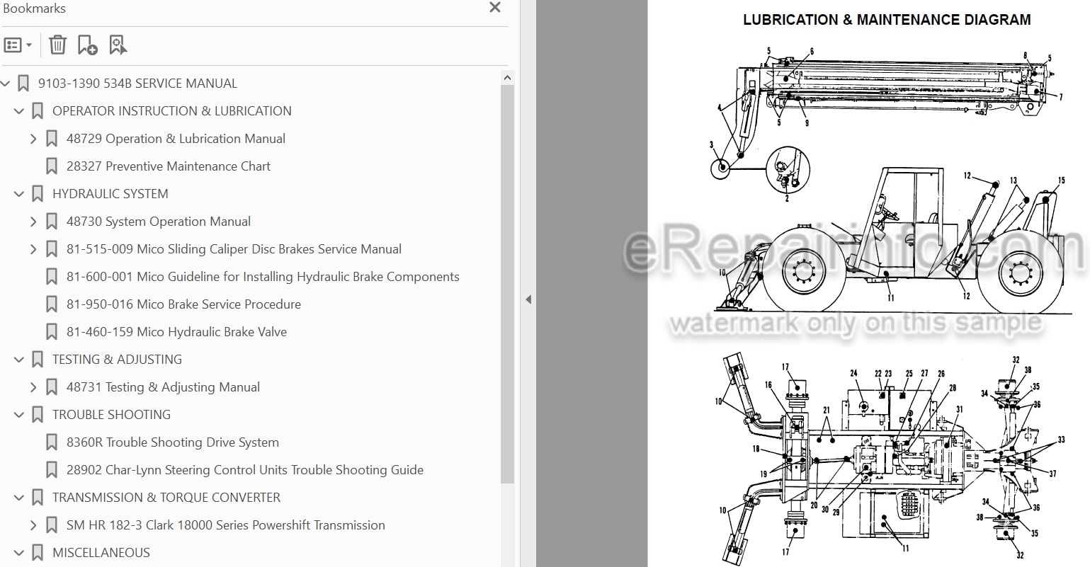 Photo 3 - JLG Gradall 534B Service Manual Telehandler Starting SN 8744110 thru 0144859 And Other PINs