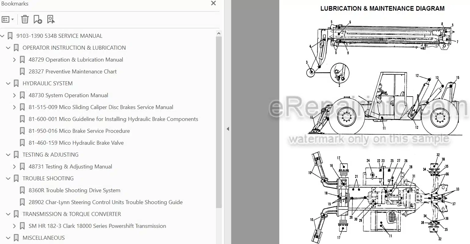 Photo 3 - JLG Gradall 534B Service Manual Telehandler Starting SN 8744110 thru 0144859 And Other PINs