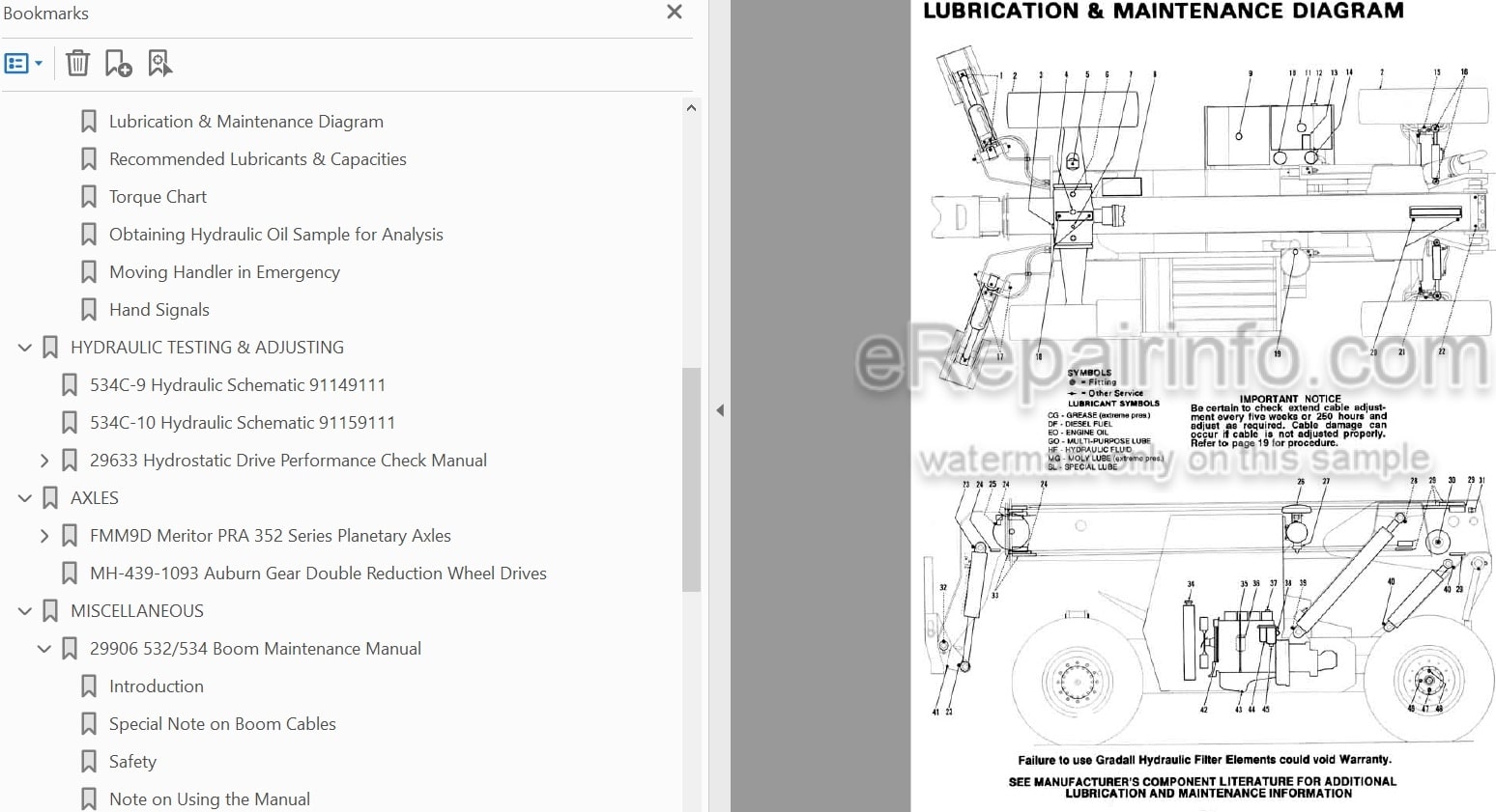 Photo 5 - JLG Gradall 534C-9 534C-10 Service Manual Telehandler