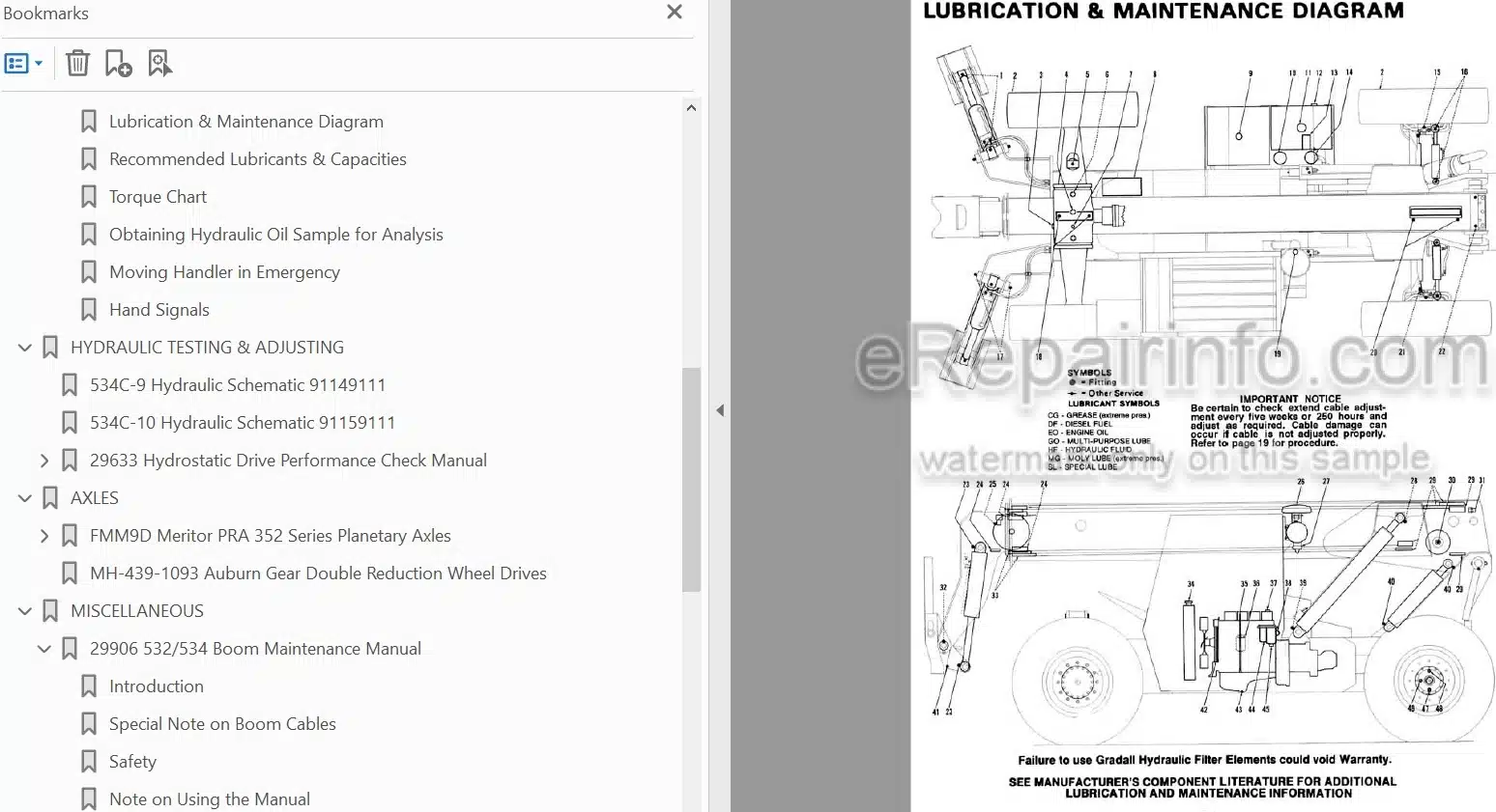 Photo 5 - JLG Gradall 534C-9 534C-10 Service Manual Telehandler