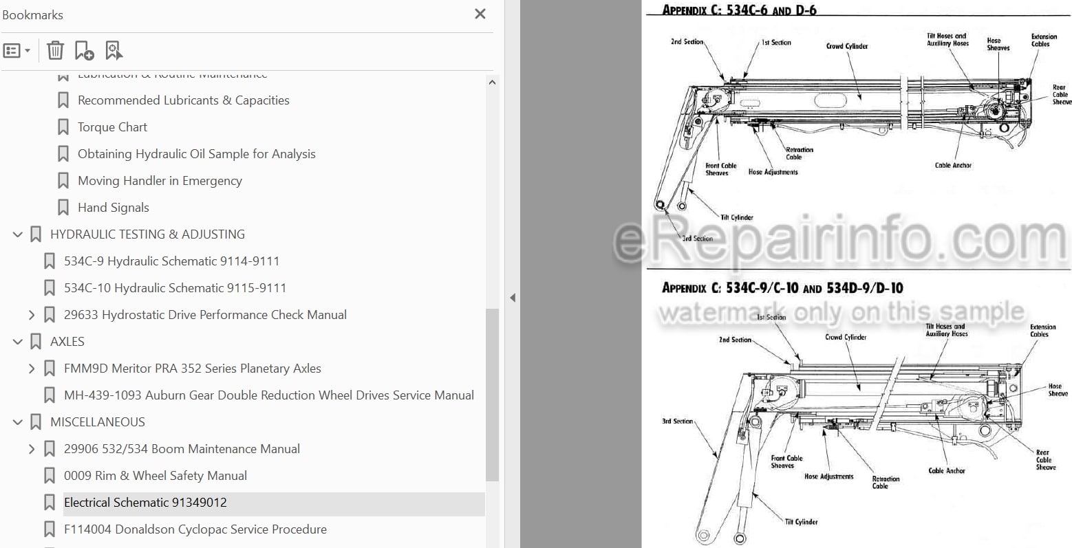 Photo 3 - JLG Gradall 534C-9 534C-10 Service Manual Telehandler