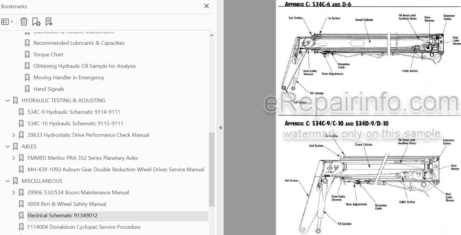 Photo 3 - JLG Gradall 534C-9 534C-10 Service Manual Telehandler