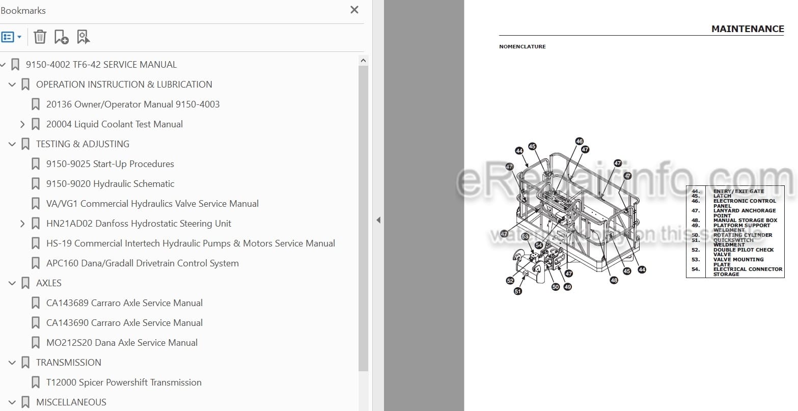 Photo 5 - JLG Gradall TF6-42 Service Manual Telehandler